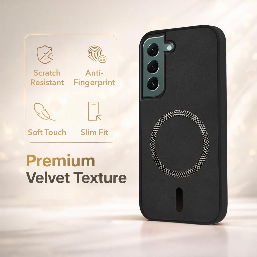 Jkobi Leather Finish Back Cover Case for Samsung Galaxy S22 Plus 5G (MagSafe Compatible Wireless Charging | Soft Touch | Camera Bump Protection)