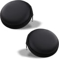 Cerlink 2Pcs Earphone Case Heaphone Pouch Cover Leather Carrying Case for Earphones, Headset, Pen Drives, SD Cards, All Mobile Accessories-Black