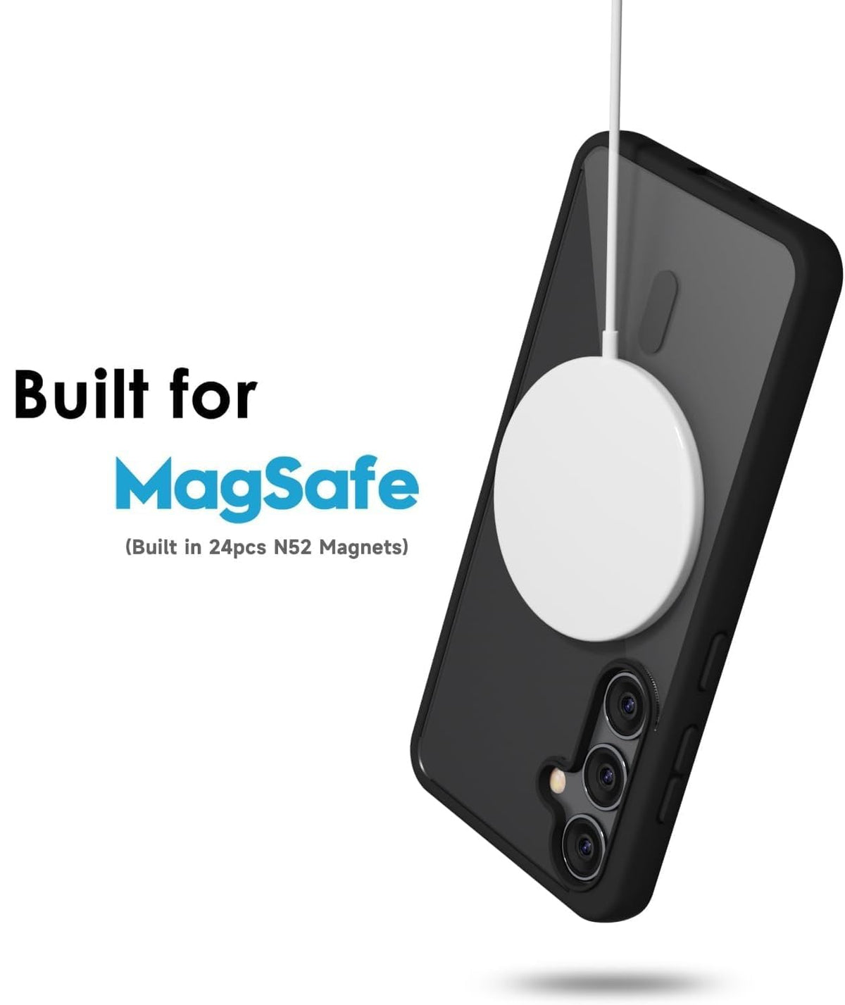 Clear Case for Samsung Galaxy S22 5G Compatible with Magnetic Charging- Premium Transparent Protective Cover with Enhanced Durability - Sleek and Slim Design (Black)