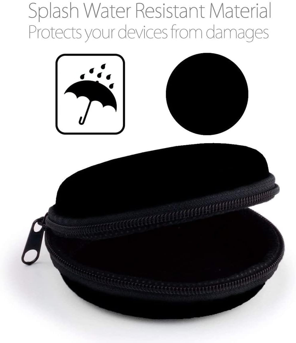 Cerlink 2Pcs Earphone Case Heaphone Pouch Cover Leather Carrying Case for Earphones, Headset, Pen Drives, SD Cards, All Mobile Accessories-Black