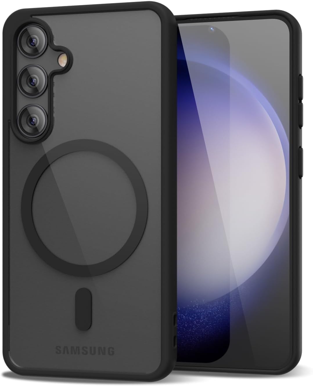 Clear Case for Samsung Galaxy S22 5G Compatible with Magnetic Charging- Premium Transparent Protective Cover with Enhanced Durability - Sleek and Slim Design (Black)