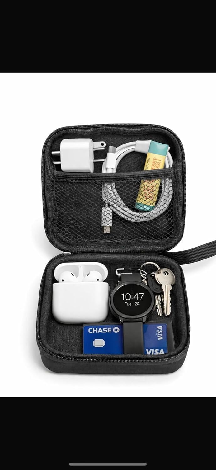 Cerlink 2Pcs Earphone Case Heaphone Pouch Cover Leather Carrying Case for Earphones, Headset, Pen Drives, SD Cards, All Mobile Accessories-Black