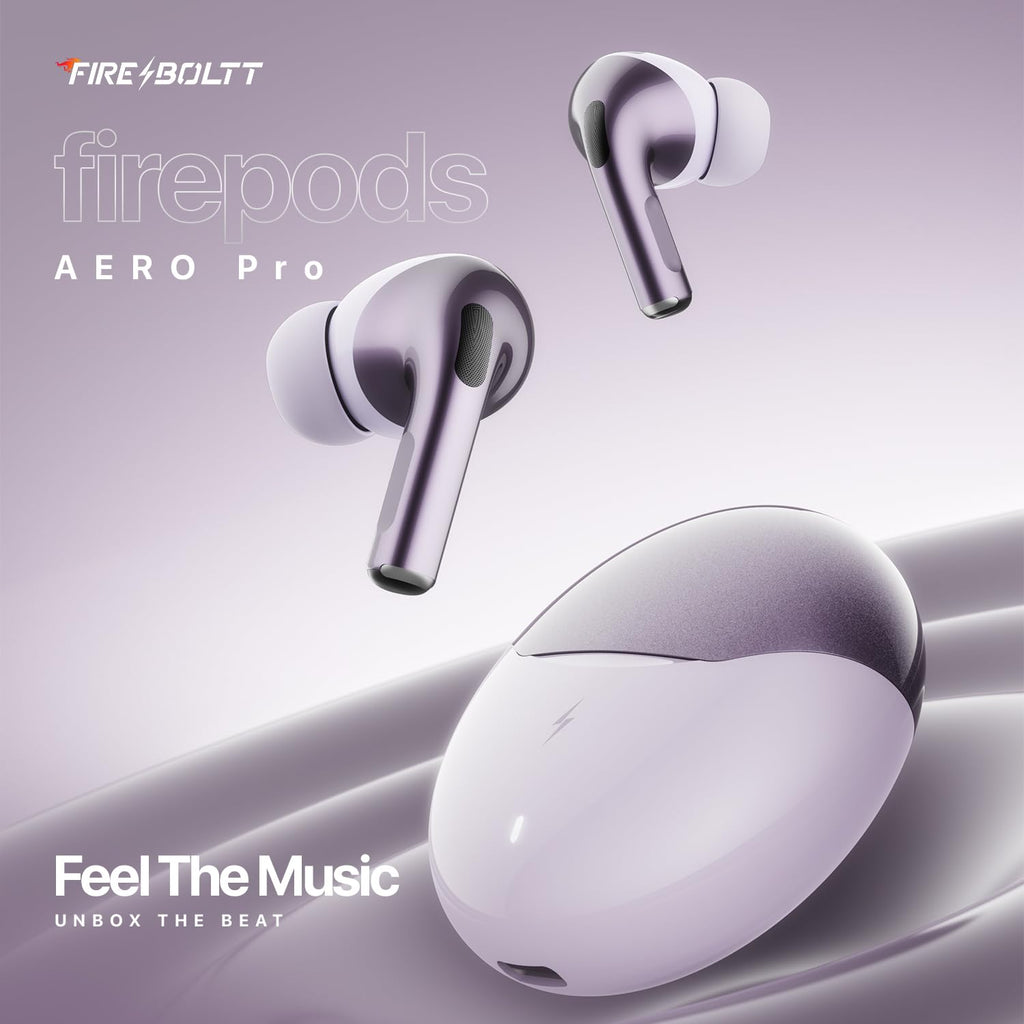 Fire-Boltt Aero TWS Earbuds Custom EQ, Wireless Bluetooth 5.4, Music & App Support, 50H Playtime, Fast Charging Case, 50ms Low Latency for Gaming, Touch Controls, IPX4 Waterproof, Clear Calls - Black