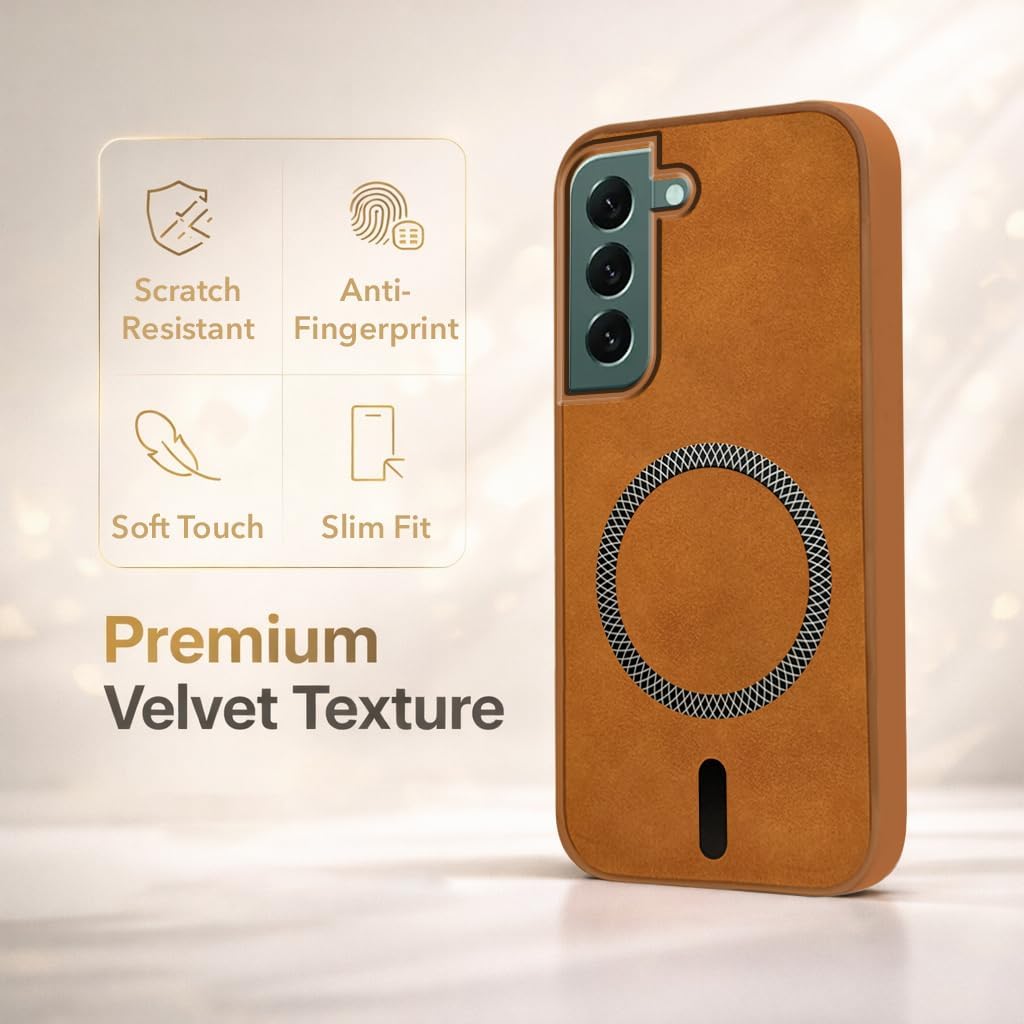 Jkobi Leather Finish Back Cover Case for Samsung Galaxy S22 Plus 5G (MagSafe Compatible Wireless Charging | Soft Touch | Camera Bump Protection)