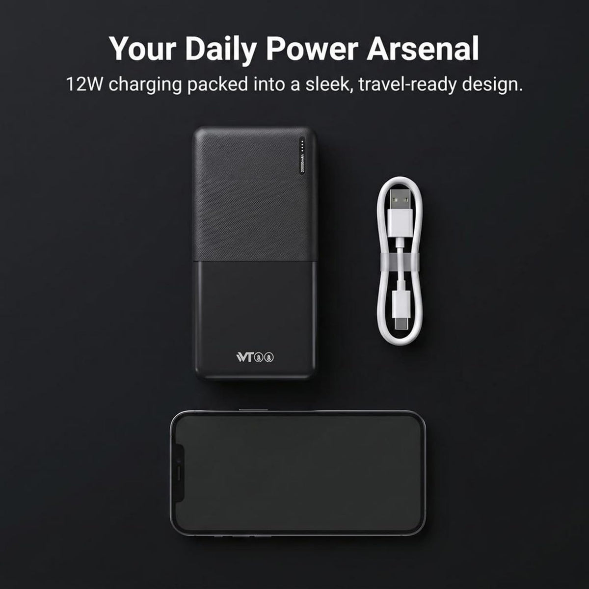 20000mAh Compact Power Bank 12W Quick Charge High Performance Lithium Polymer Battery BIS Certified Portable Charger for Smartphones Tablets and More