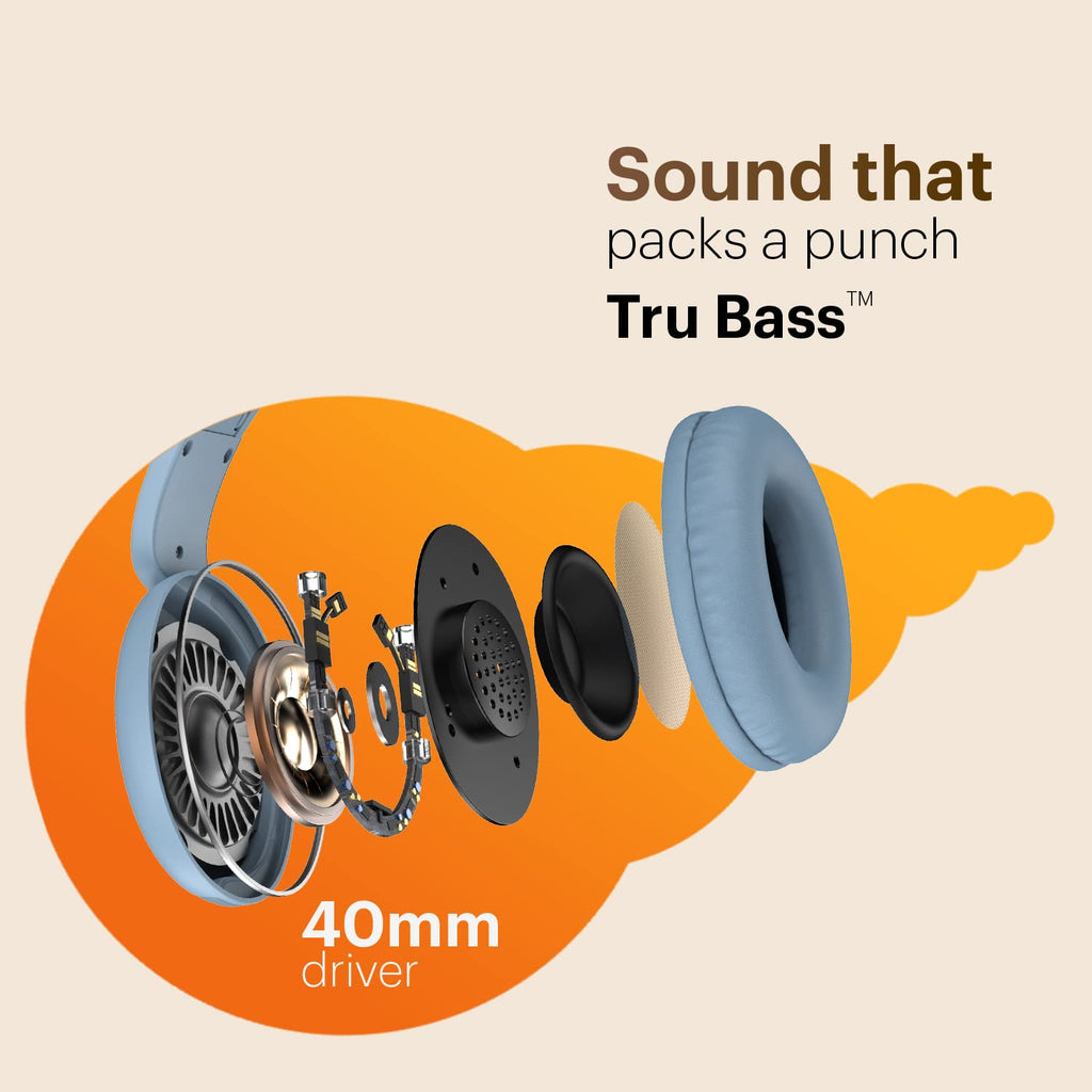 Noise Two Wireless On Ear Headphones with 50 Hours Playtime, Low Latency(up to 45ms), 4 Play Modes, Dual Pairing, BT v5.3 (Serene Blue)