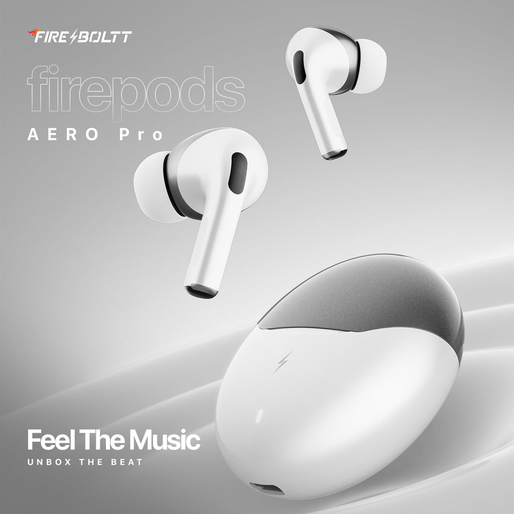 Fire-Boltt Aero TWS Earbuds Custom EQ, Wireless Bluetooth 5.4, Music & App Support, 50H Playtime, Fast Charging Case, 50ms Low Latency for Gaming, Touch Controls, IPX4 Waterproof, Clear Calls - Black