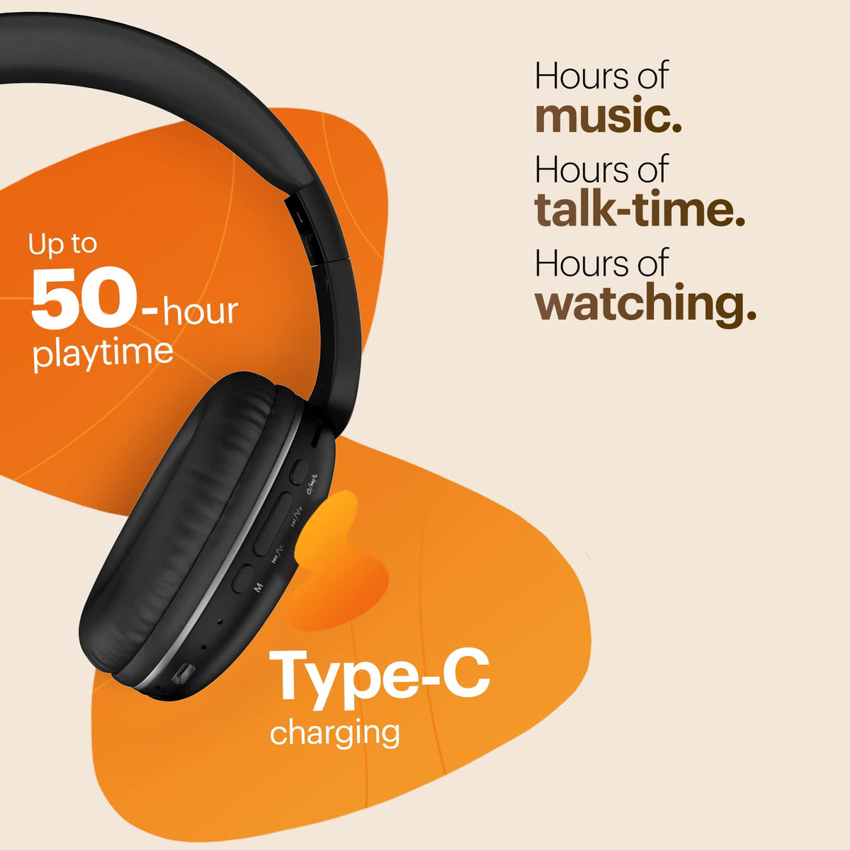 Noise Two Wireless On Ear Headphones with 50 Hours Playtime, Low Latency(up to 45ms), 4 Play Modes, Dual Pairing, BT v5.3 (Serene Blue)