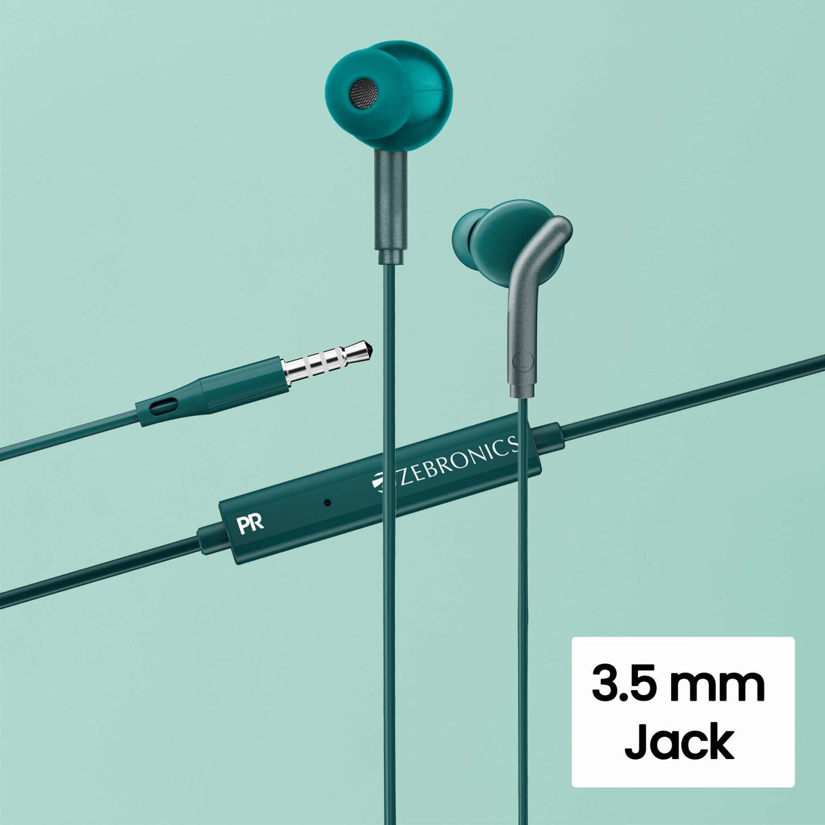 ZEBRONICS Bro 3.5Mm Wired in Ear Earphones, in-Line Mic, Deep Bass, 1.2M Strong and Long Lasting Cable, Light Weight, Compatible with Mobile | Tablet | Laptop (Blue)