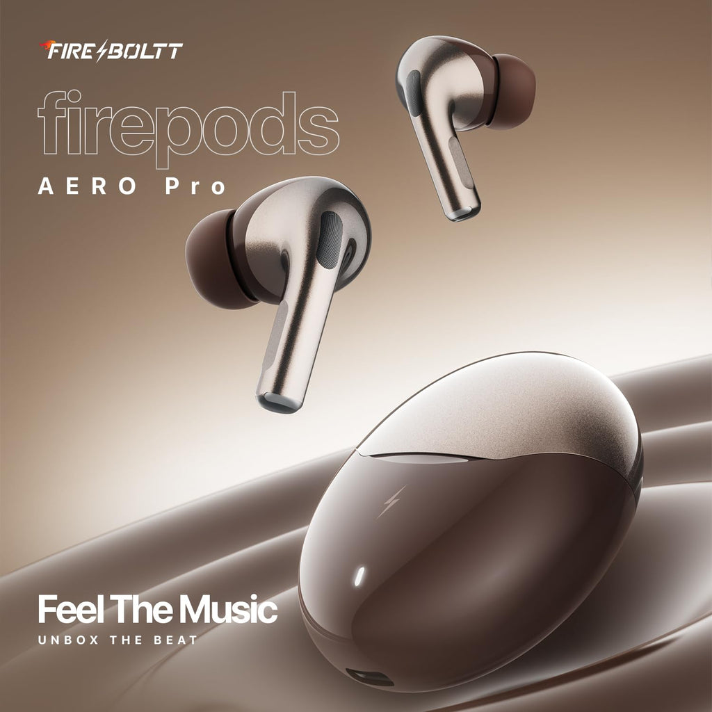 Fire-Boltt Aero TWS Earbuds Custom EQ, Wireless Bluetooth 5.4, Music & App Support, 50H Playtime, Fast Charging Case, 50ms Low Latency for Gaming, Touch Controls, IPX4 Waterproof, Clear Calls - Black