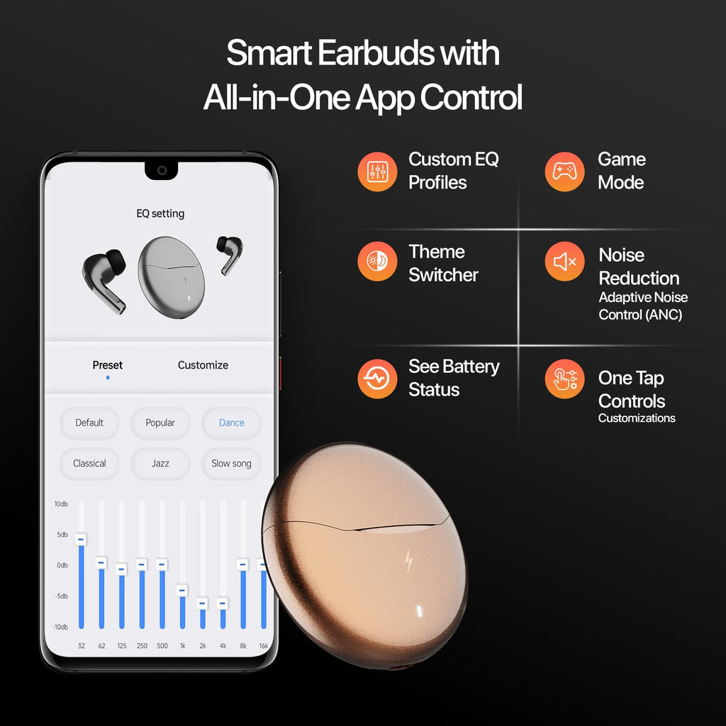 Fire-Boltt Aero TWS Earbuds Custom EQ, Wireless Bluetooth 5.4, Music & App Support, 50H Playtime, Fast Charging Case, 50ms Low Latency for Gaming, Touch Controls, IPX4 Waterproof, Clear Calls - Black