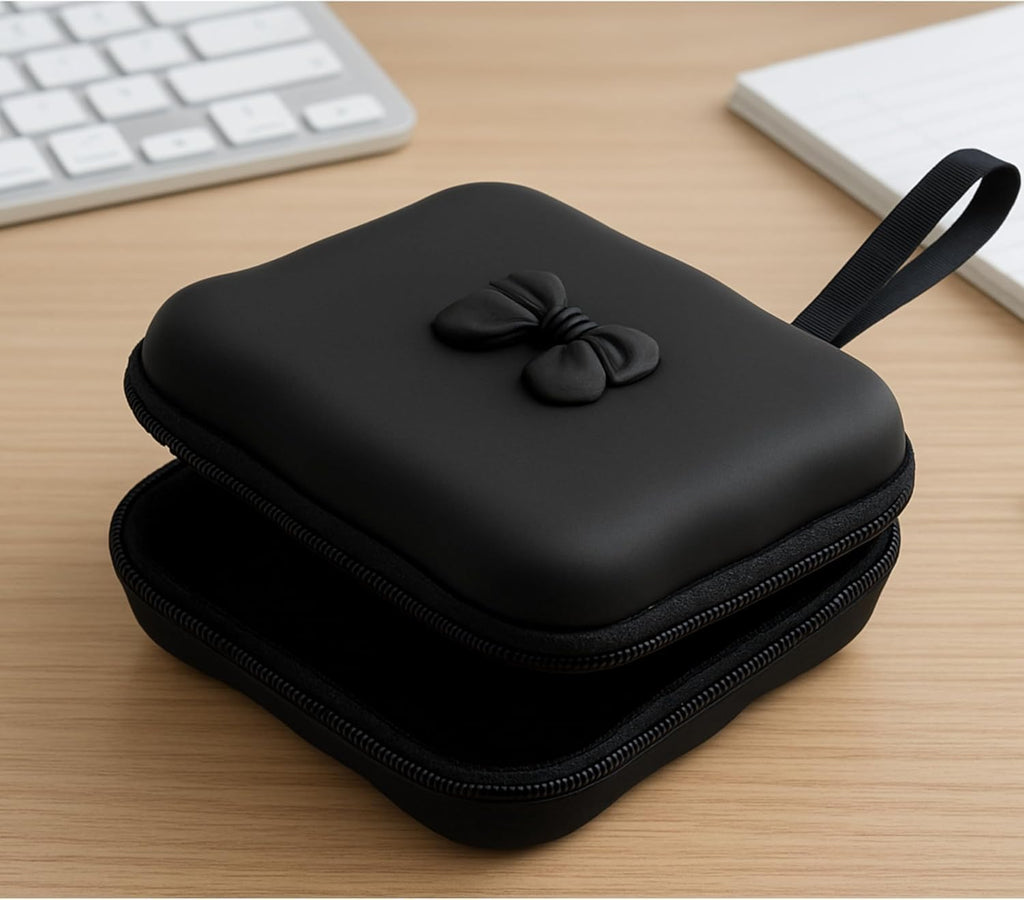 Cerlink 2Pcs Earphone Case Heaphone Pouch Cover Leather Carrying Case for Earphones, Headset, Pen Drives, SD Cards, All Mobile Accessories-Black
