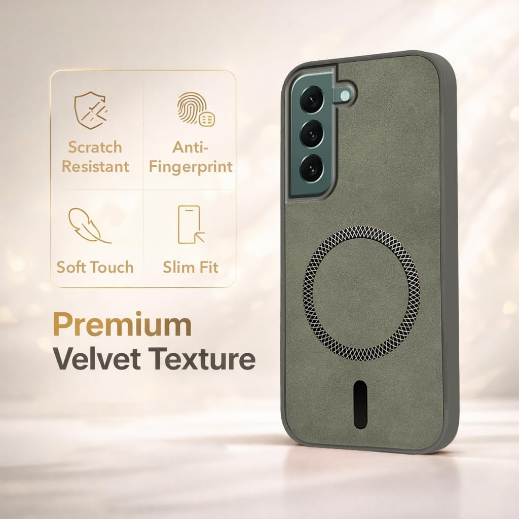 Jkobi Leather Finish Back Cover Case for Samsung Galaxy S22 Plus 5G (MagSafe Compatible Wireless Charging | Soft Touch | Camera Bump Protection)