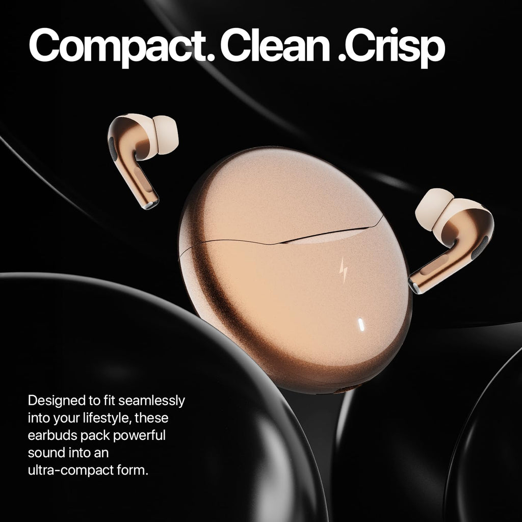 Fire-Boltt Aero TWS Earbuds Custom EQ, Wireless Bluetooth 5.4, Music & App Support, 50H Playtime, Fast Charging Case, 50ms Low Latency for Gaming, Touch Controls, IPX4 Waterproof, Clear Calls - Black