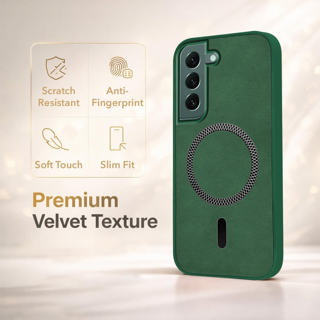 Jkobi Leather Finish Back Cover Case for Samsung Galaxy S22 Plus 5G (MagSafe Compatible Wireless Charging | Soft Touch | Camera Bump Protection)