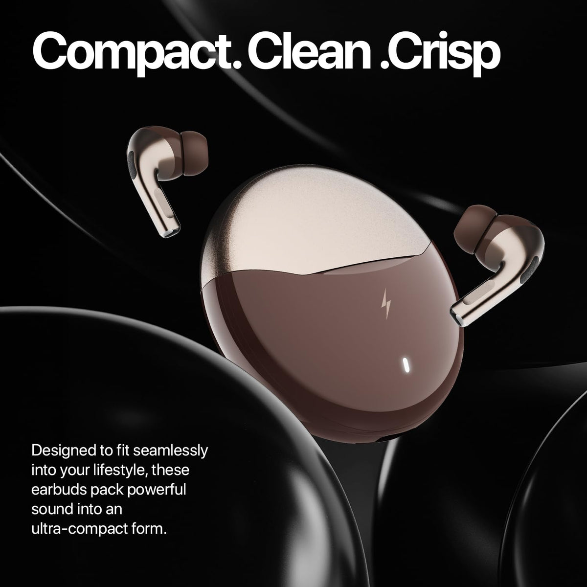 Fire-Boltt Aero TWS Earbuds Custom EQ, Wireless Bluetooth 5.4, Music & App Support, 50H Playtime, Fast Charging Case, 50ms Low Latency for Gaming, Touch Controls, IPX4 Waterproof, Clear Calls - Black