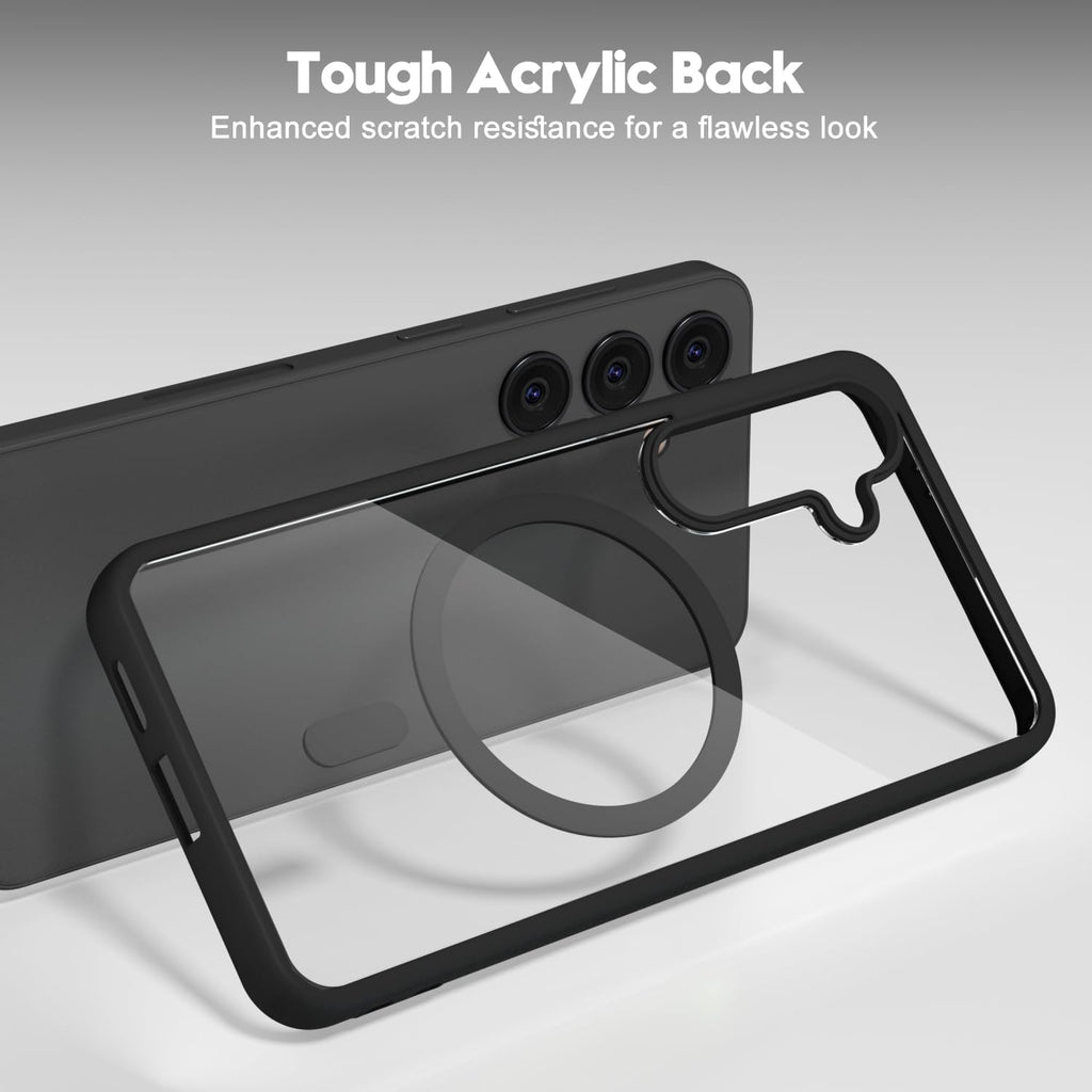 Clear Case for Samsung Galaxy S22 5G Compatible with Magnetic Charging- Premium Transparent Protective Cover with Enhanced Durability - Sleek and Slim Design (Black)