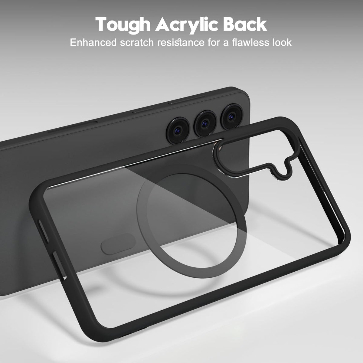 Clear Case for Samsung Galaxy S22 5G Compatible with Magnetic Charging- Premium Transparent Protective Cover with Enhanced Durability - Sleek and Slim Design (Black)