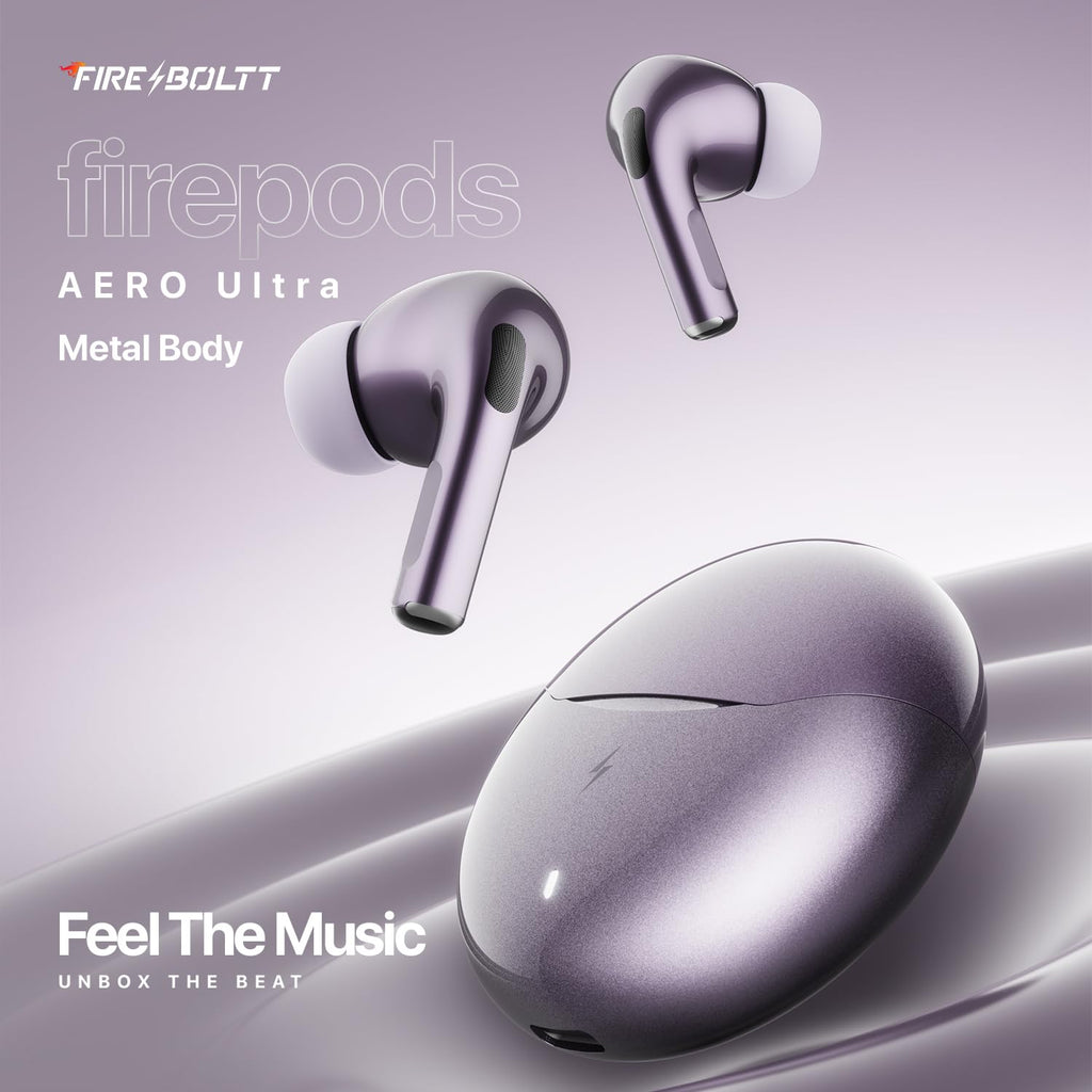 Fire-Boltt Aero TWS Earbuds Custom EQ, Wireless Bluetooth 5.4, Music & App Support, 50H Playtime, Fast Charging Case, 50ms Low Latency for Gaming, Touch Controls, IPX4 Waterproof, Clear Calls - Black