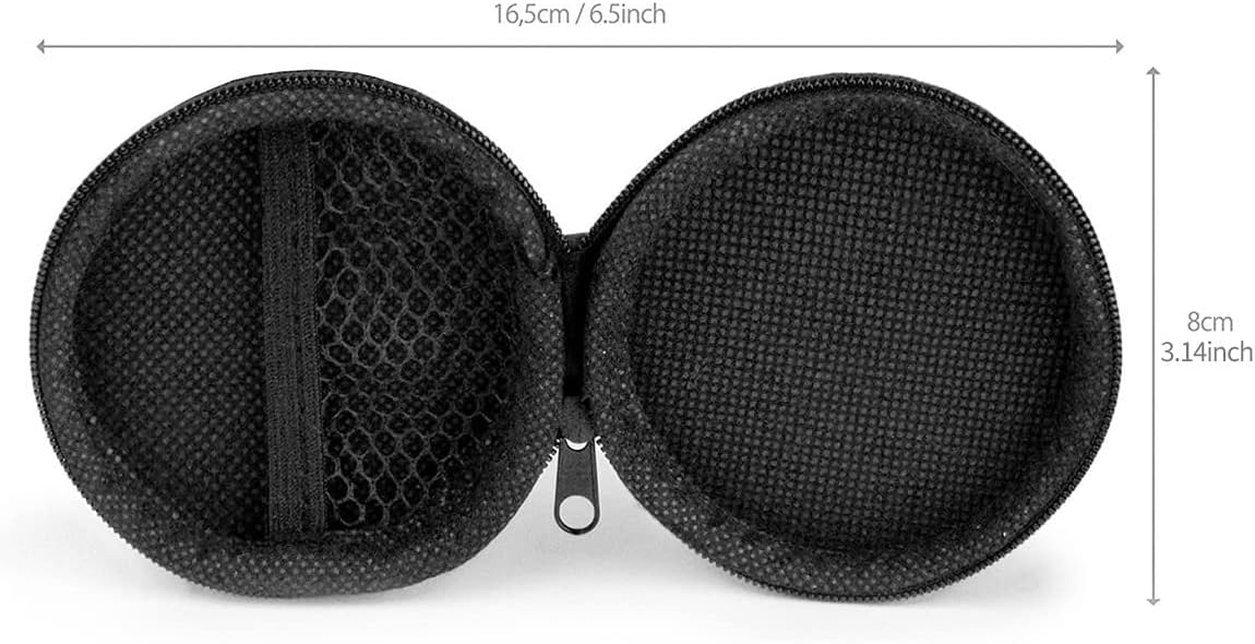 Cerlink 2Pcs Earphone Case Heaphone Pouch Cover Leather Carrying Case for Earphones, Headset, Pen Drives, SD Cards, All Mobile Accessories-Black
