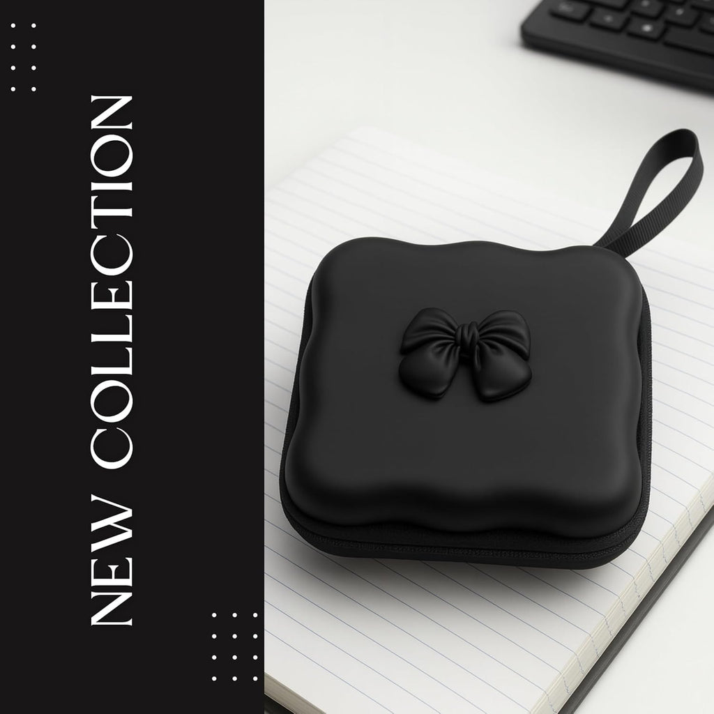 Cerlink 2Pcs Earphone Case Heaphone Pouch Cover Leather Carrying Case for Earphones, Headset, Pen Drives, SD Cards, All Mobile Accessories-Black