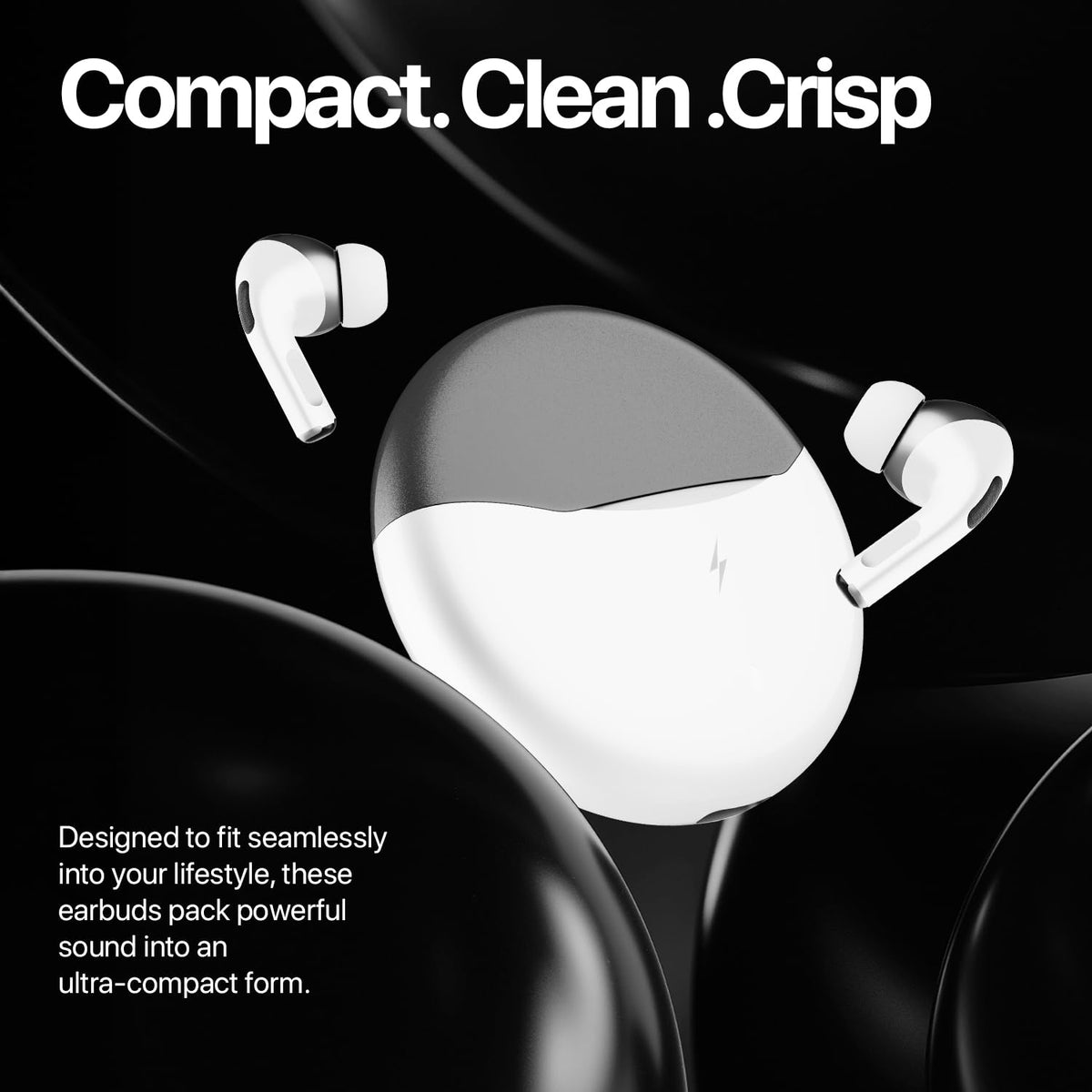 Fire-Boltt Aero TWS Earbuds Custom EQ, Wireless Bluetooth 5.4, Music & App Support, 50H Playtime, Fast Charging Case, 50ms Low Latency for Gaming, Touch Controls, IPX4 Waterproof, Clear Calls - Black