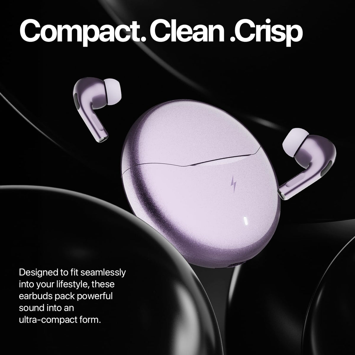 Fire-Boltt Aero TWS Earbuds Custom EQ, Wireless Bluetooth 5.4, Music & App Support, 50H Playtime, Fast Charging Case, 50ms Low Latency for Gaming, Touch Controls, IPX4 Waterproof, Clear Calls - Black