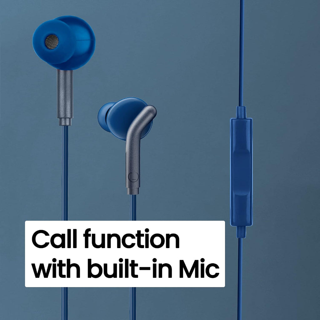 ZEBRONICS Bro 3.5Mm Wired in Ear Earphones, in-Line Mic, Deep Bass, 1.2M Strong and Long Lasting Cable, Light Weight, Compatible with Mobile | Tablet | Laptop (Blue)