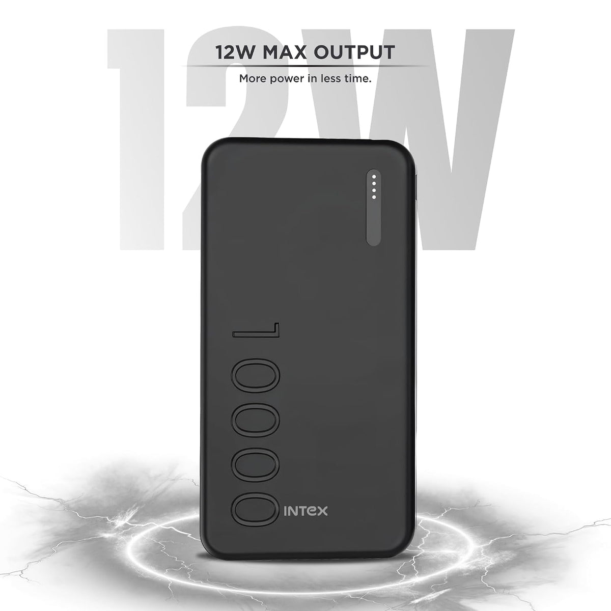 Intex PowerFlex 10K 10000mAh Power Bank with 12W, Dual USB Output, Type-C & Micro USB Input, LED Battery Indicators, Portable Charger for Smartphones & Tablets (Black)