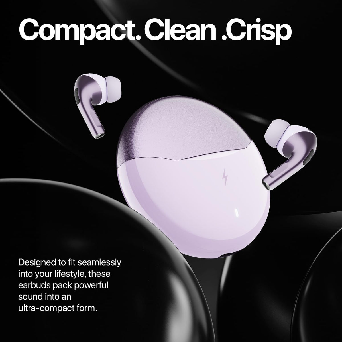 Fire-Boltt Aero TWS Earbuds Custom EQ, Wireless Bluetooth 5.4, Music & App Support, 50H Playtime, Fast Charging Case, 50ms Low Latency for Gaming, Touch Controls, IPX4 Waterproof, Clear Calls - Black