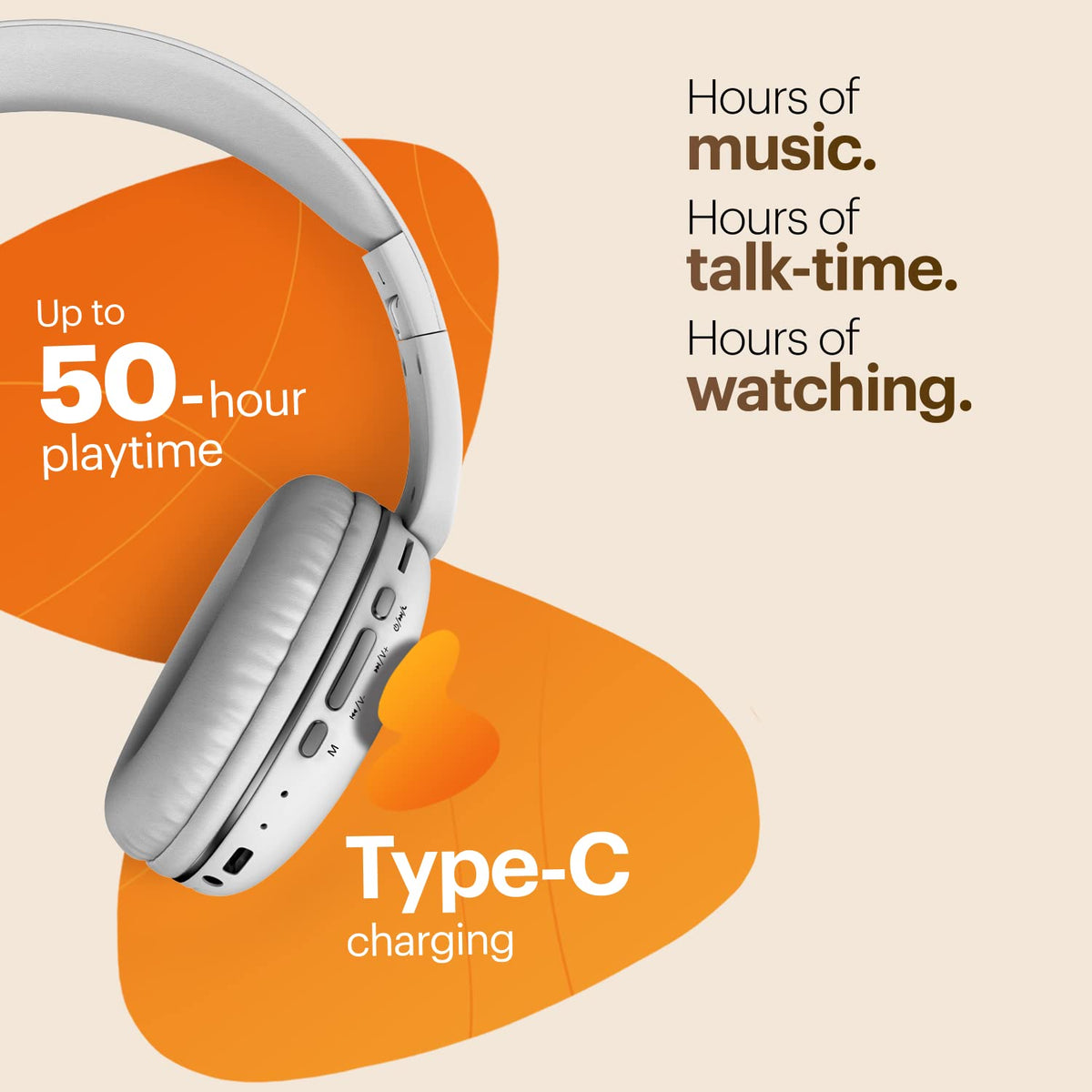 Noise Two Wireless On Ear Headphones with 50 Hours Playtime, Low Latency(up to 45ms), 4 Play Modes, Dual Pairing, BT v5.3 (Serene Blue)