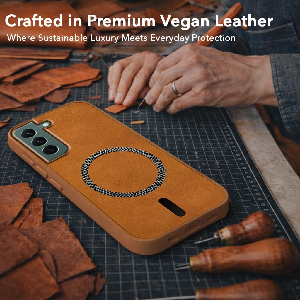 Jkobi Leather Finish Back Cover Case for Samsung Galaxy S22 Plus 5G (MagSafe Compatible Wireless Charging | Soft Touch | Camera Bump Protection)