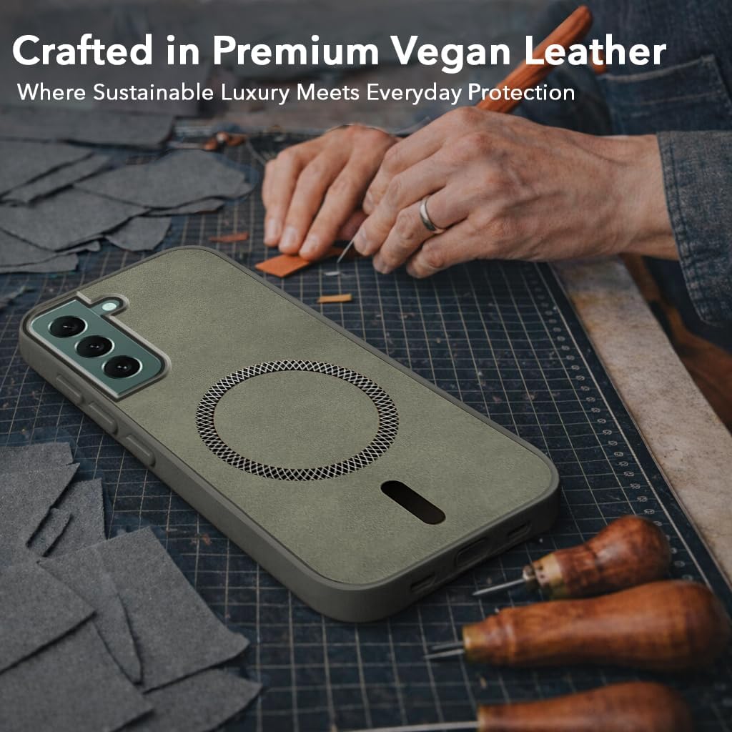 Jkobi Leather Finish Back Cover Case for Samsung Galaxy S22 Plus 5G (MagSafe Compatible Wireless Charging | Soft Touch | Camera Bump Protection)