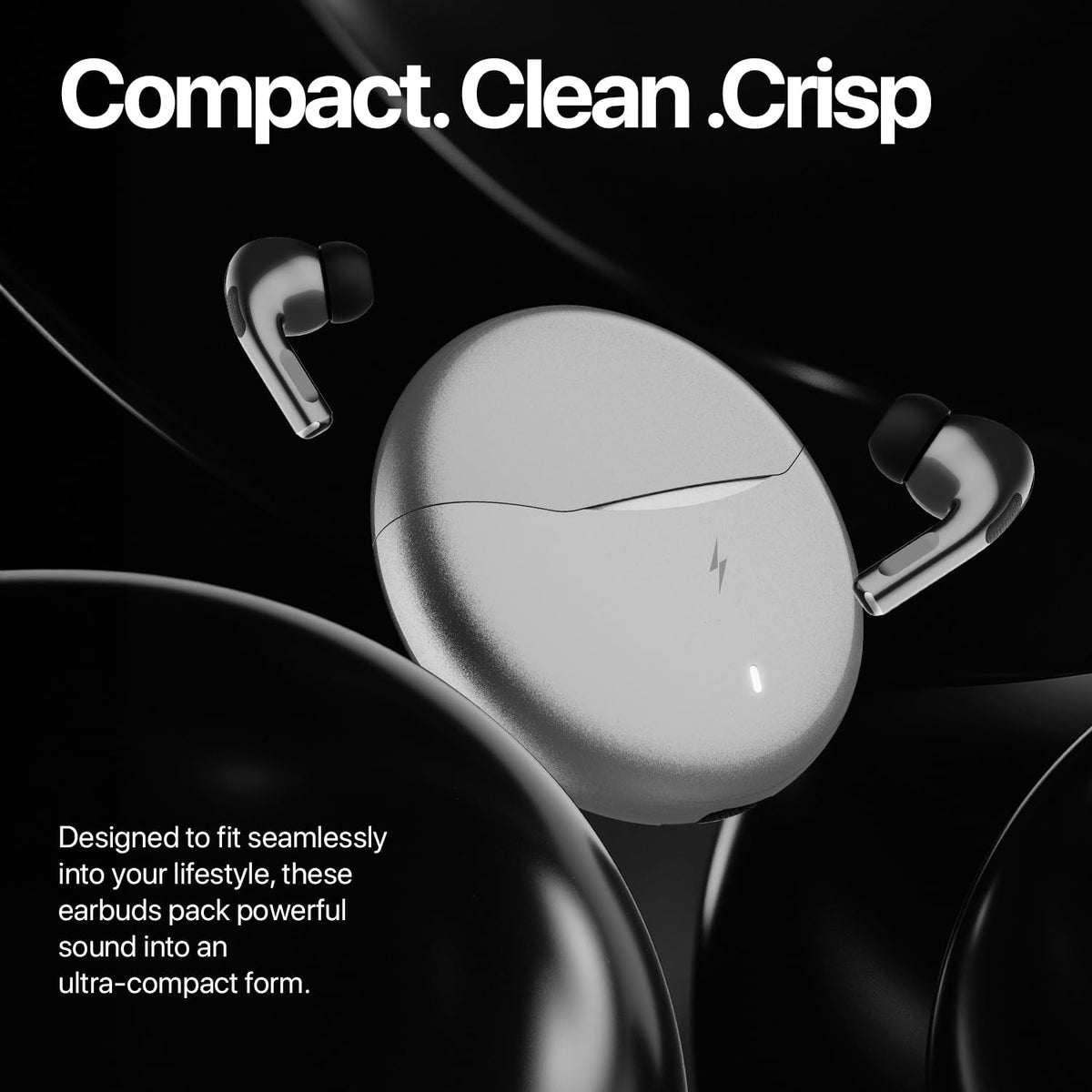 Fire-Boltt Aero TWS Earbuds Custom EQ, Wireless Bluetooth 5.4, Music & App Support, 50H Playtime, Fast Charging Case, 50ms Low Latency for Gaming, Touch Controls, IPX4 Waterproof, Clear Calls - Black