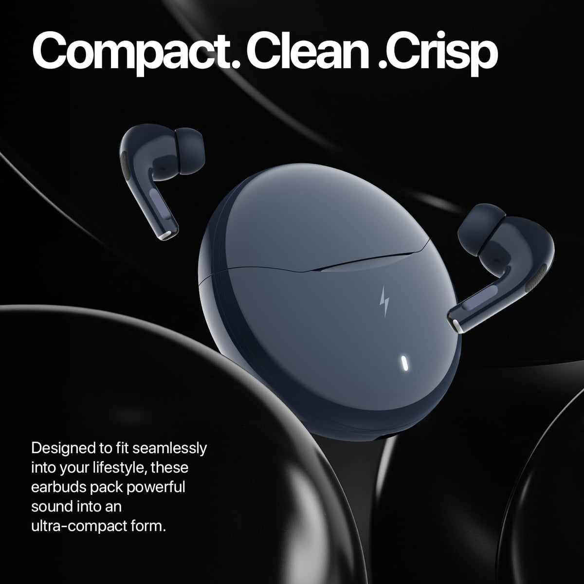 Fire-Boltt Aero TWS Earbuds Custom EQ, Wireless Bluetooth 5.4, Music & App Support, 50H Playtime, Fast Charging Case, 50ms Low Latency for Gaming, Touch Controls, IPX4 Waterproof, Clear Calls - Black