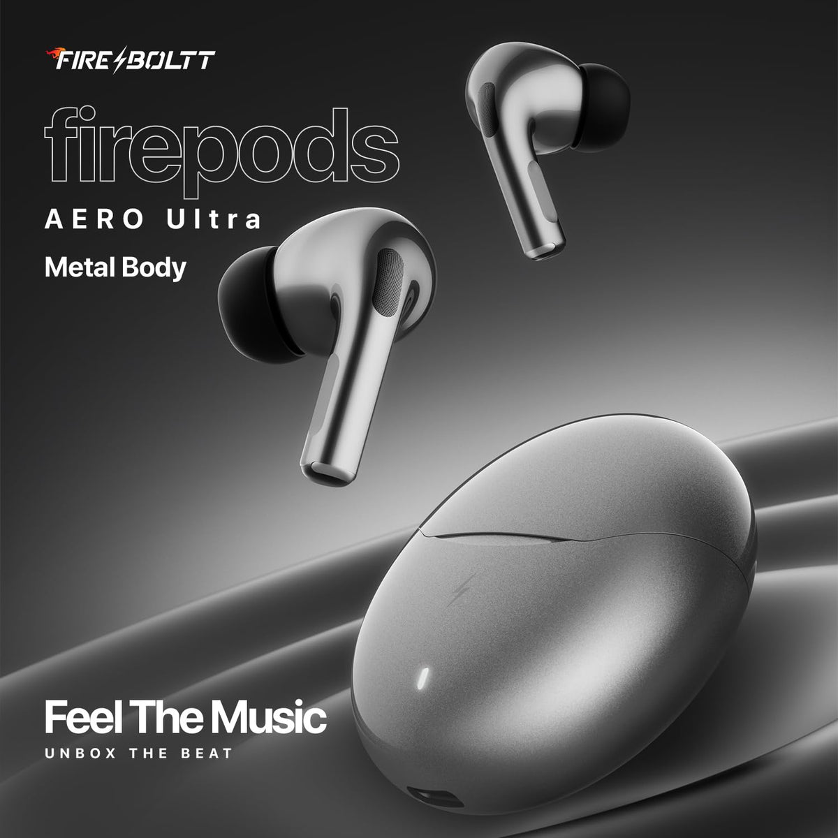 Fire-Boltt Aero TWS Earbuds Custom EQ, Wireless Bluetooth 5.4, Music & App Support, 50H Playtime, Fast Charging Case, 50ms Low Latency for Gaming, Touch Controls, IPX4 Waterproof, Clear Calls - Black