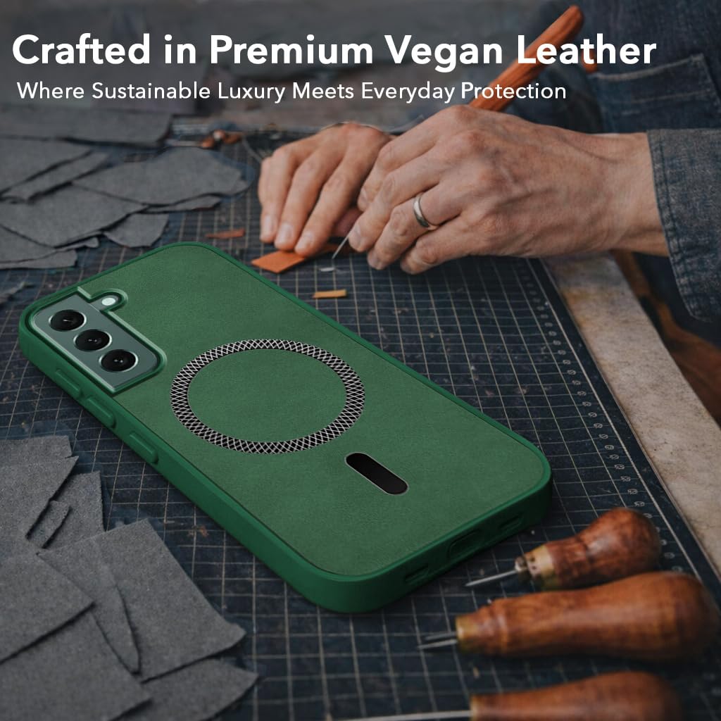 Jkobi Leather Finish Back Cover Case for Samsung Galaxy S22 Plus 5G (MagSafe Compatible Wireless Charging | Soft Touch | Camera Bump Protection)