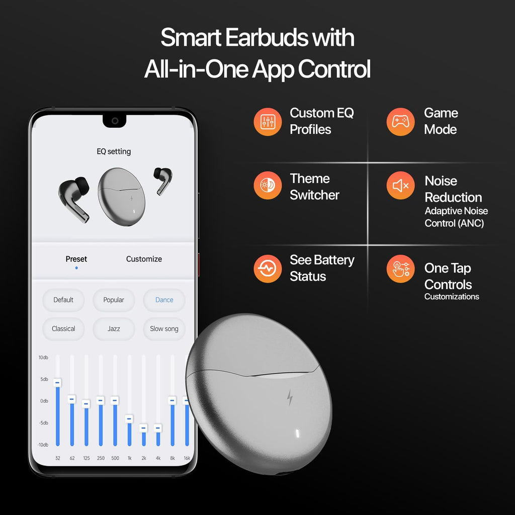 Fire-Boltt Aero TWS Earbuds Custom EQ, Wireless Bluetooth 5.4, Music & App Support, 50H Playtime, Fast Charging Case, 50ms Low Latency for Gaming, Touch Controls, IPX4 Waterproof, Clear Calls - Black