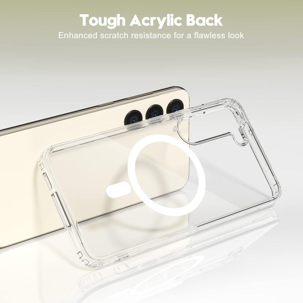 Clear Case for Samsung Galaxy S22 5G Compatible with Magnetic Charging- Premium Transparent Protective Cover with Enhanced Durability - Sleek and Slim Design (Black)