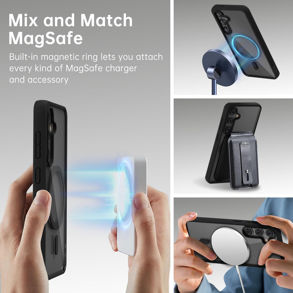 Clear Case for Samsung Galaxy S22 5G Compatible with Magnetic Charging- Premium Transparent Protective Cover with Enhanced Durability - Sleek and Slim Design (Black)