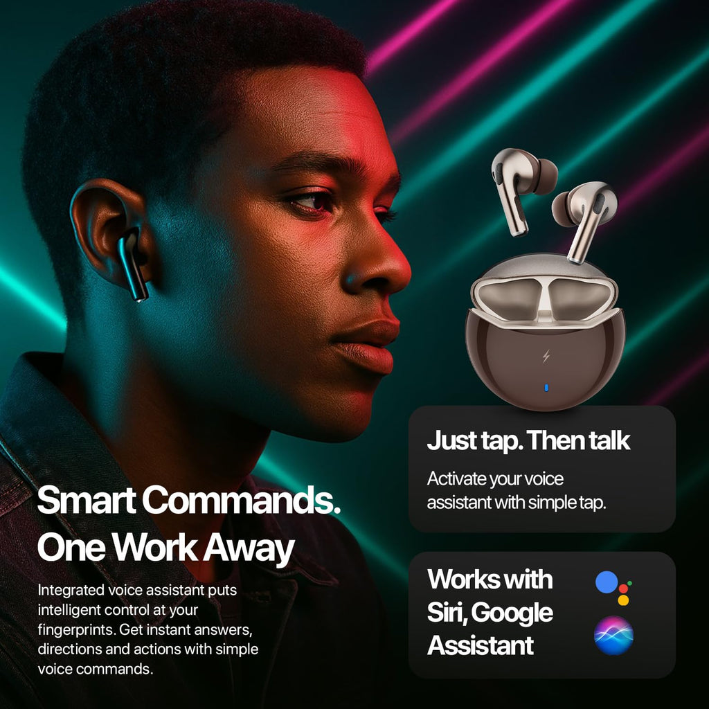 Fire-Boltt Aero TWS Earbuds Custom EQ, Wireless Bluetooth 5.4, Music & App Support, 50H Playtime, Fast Charging Case, 50ms Low Latency for Gaming, Touch Controls, IPX4 Waterproof, Clear Calls - Black
