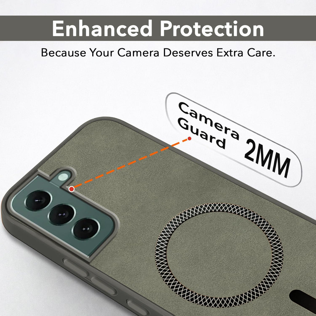 Jkobi Leather Finish Back Cover Case for Samsung Galaxy S22 Plus 5G (MagSafe Compatible Wireless Charging | Soft Touch | Camera Bump Protection)