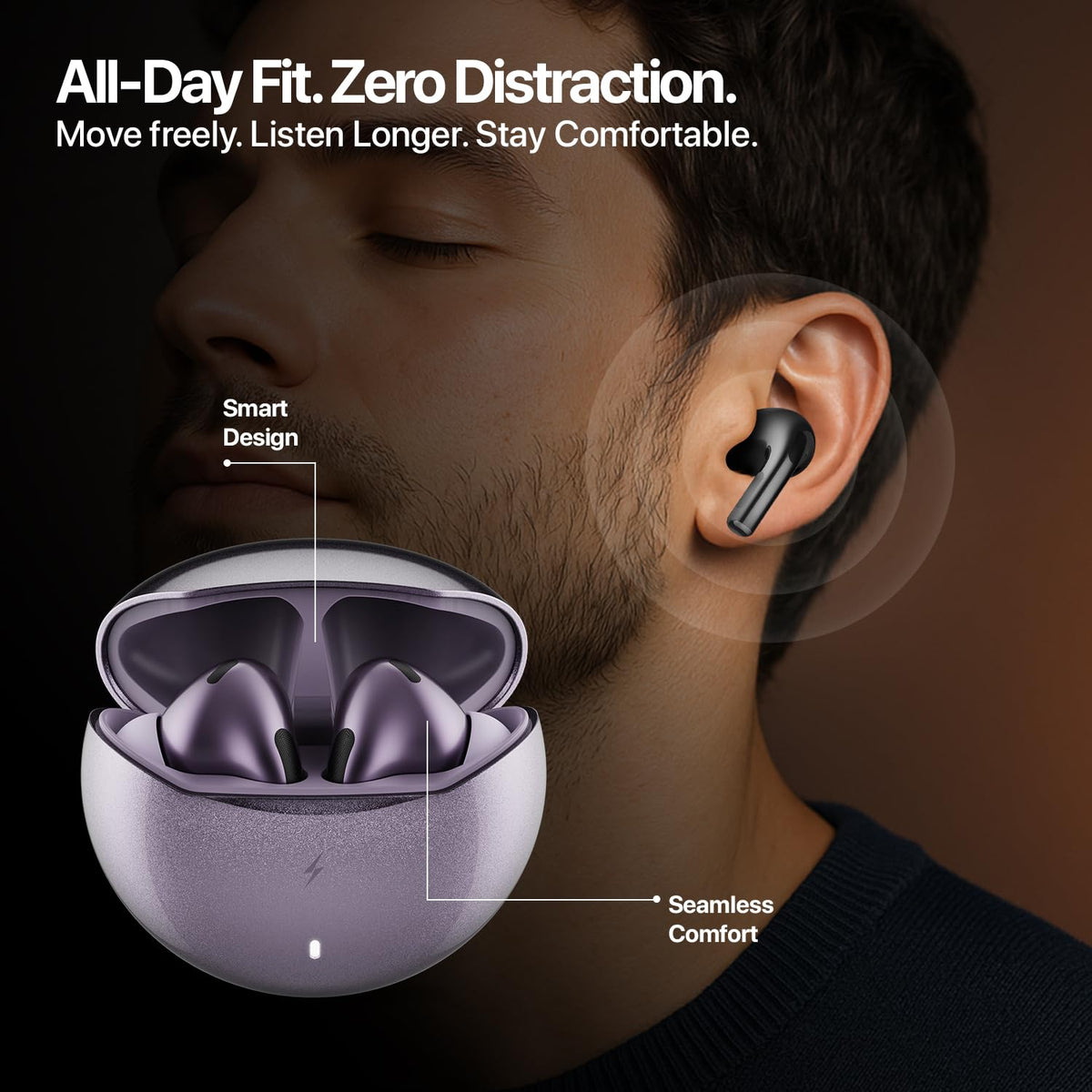 Fire-Boltt Aero TWS Earbuds Custom EQ, Wireless Bluetooth 5.4, Music & App Support, 50H Playtime, Fast Charging Case, 50ms Low Latency for Gaming, Touch Controls, IPX4 Waterproof, Clear Calls - Black