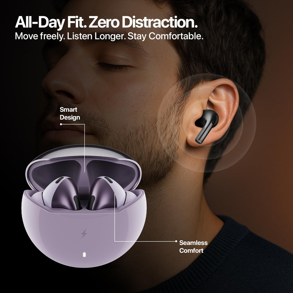 Fire-Boltt Aero TWS Earbuds Custom EQ, Wireless Bluetooth 5.4, Music & App Support, 50H Playtime, Fast Charging Case, 50ms Low Latency for Gaming, Touch Controls, IPX4 Waterproof, Clear Calls - Black