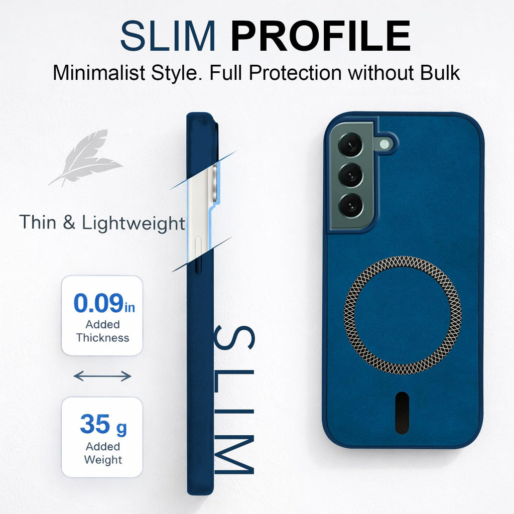 Jkobi Leather Finish Back Cover Case for Samsung Galaxy S22 Plus 5G (MagSafe Compatible Wireless Charging | Soft Touch | Camera Bump Protection)