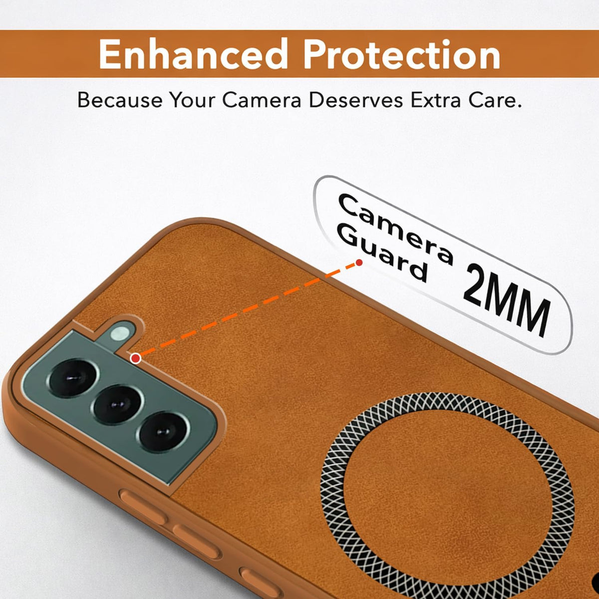 Jkobi Leather Finish Back Cover Case for Samsung Galaxy S22 Plus 5G (MagSafe Compatible Wireless Charging | Soft Touch | Camera Bump Protection)