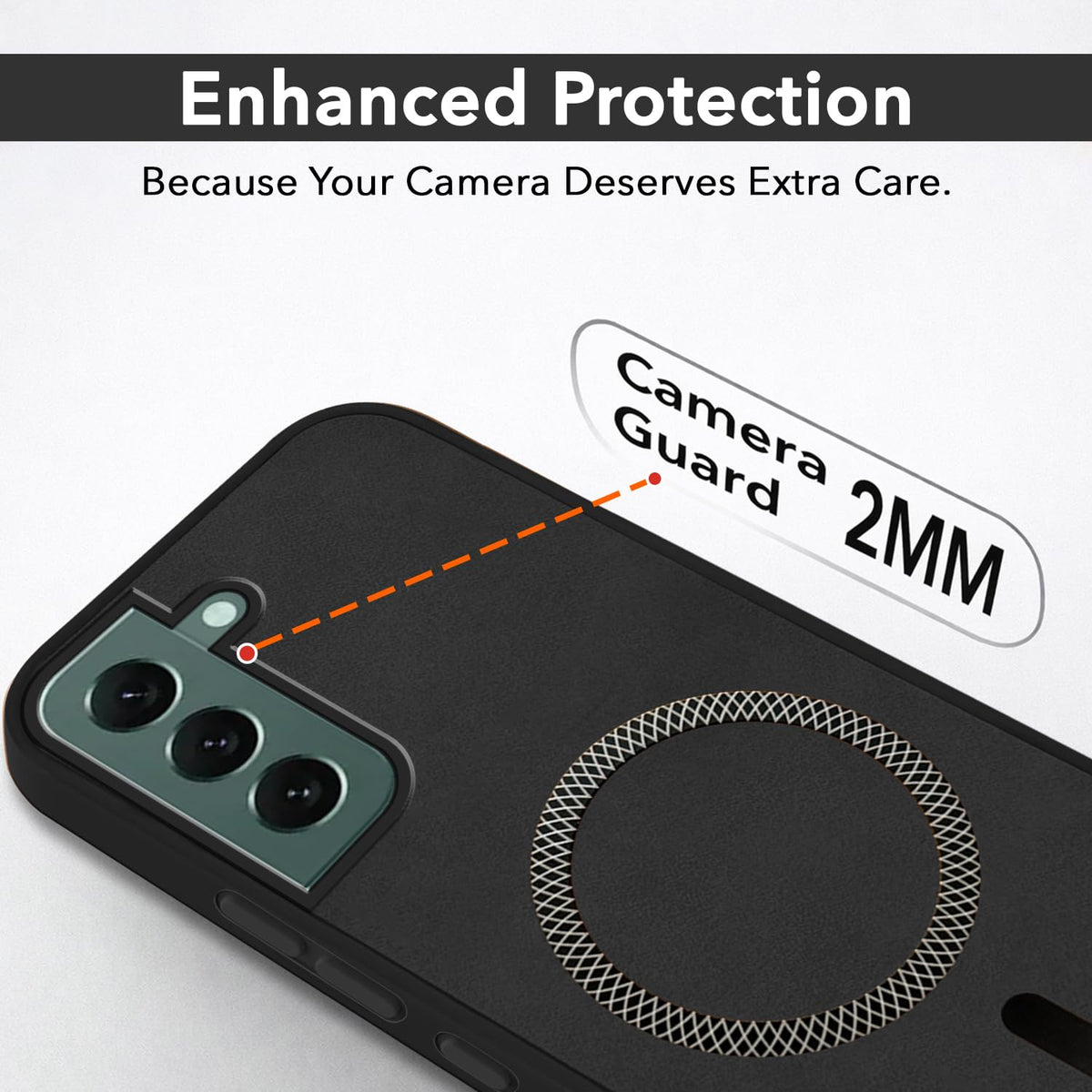 Jkobi Leather Finish Back Cover Case for Samsung Galaxy S22 Plus 5G (MagSafe Compatible Wireless Charging | Soft Touch | Camera Bump Protection)