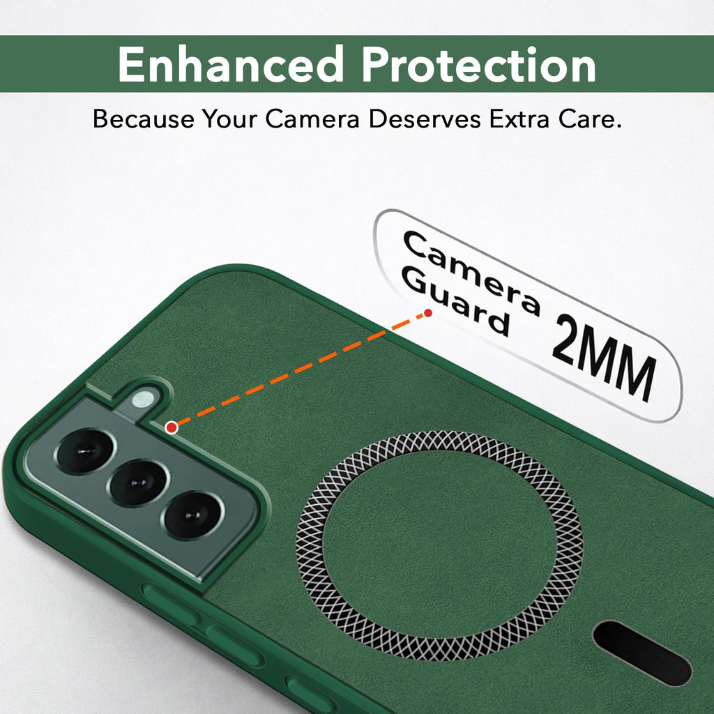 Jkobi Leather Finish Back Cover Case for Samsung Galaxy S22 Plus 5G (MagSafe Compatible Wireless Charging | Soft Touch | Camera Bump Protection)