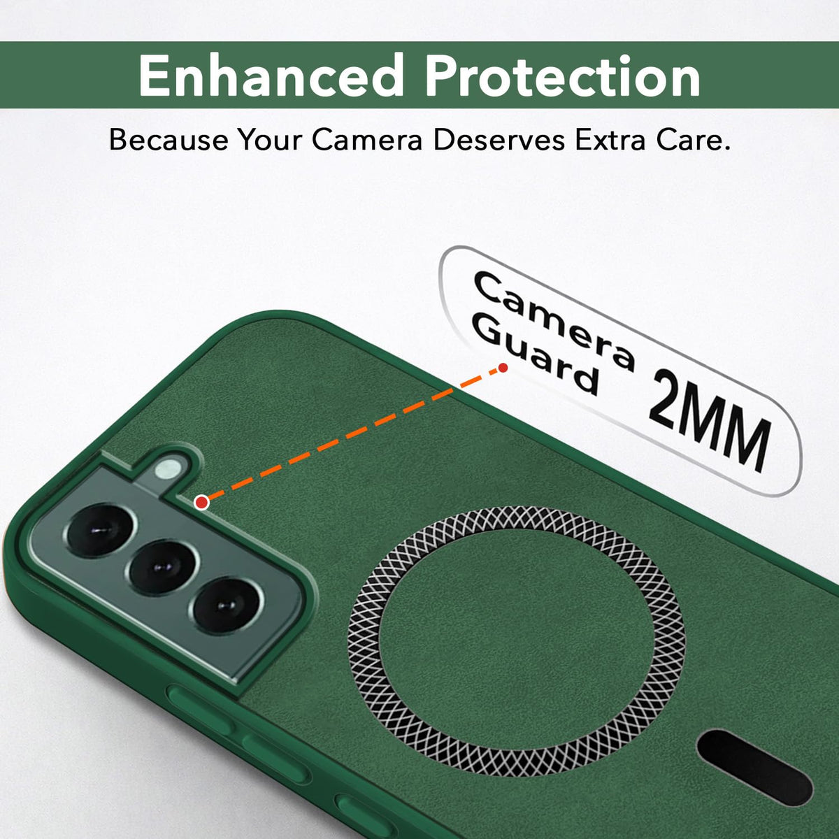 Jkobi Leather Finish Back Cover Case for Samsung Galaxy S22 Plus 5G (MagSafe Compatible Wireless Charging | Soft Touch | Camera Bump Protection)