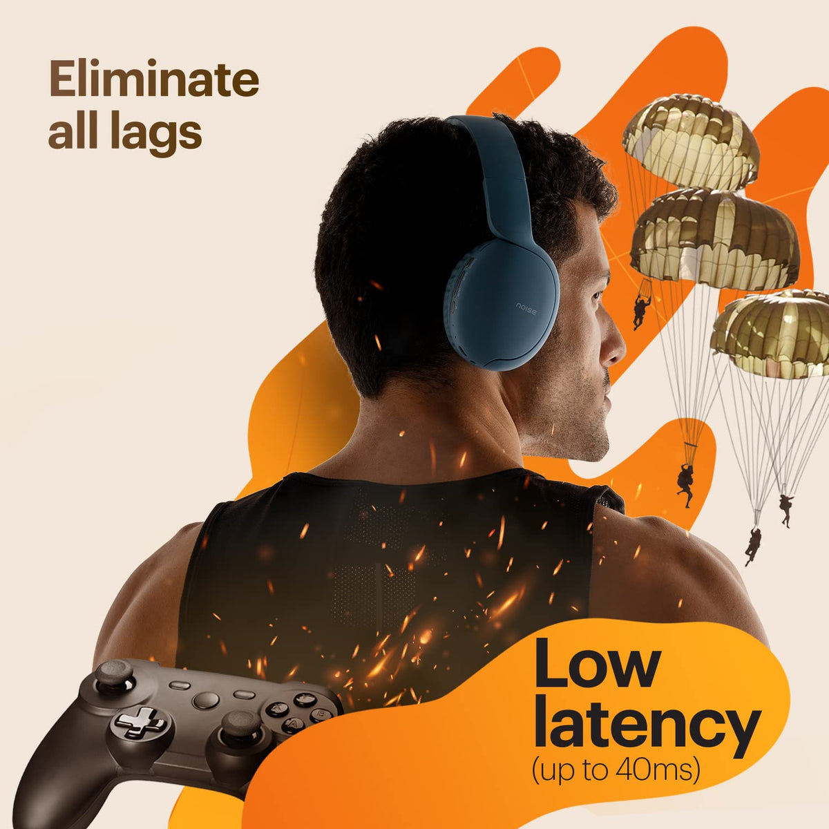 Noise Two Wireless On Ear Headphones with 50 Hours Playtime, Low Latency(up to 45ms), 4 Play Modes, Dual Pairing, BT v5.3 (Serene Blue)